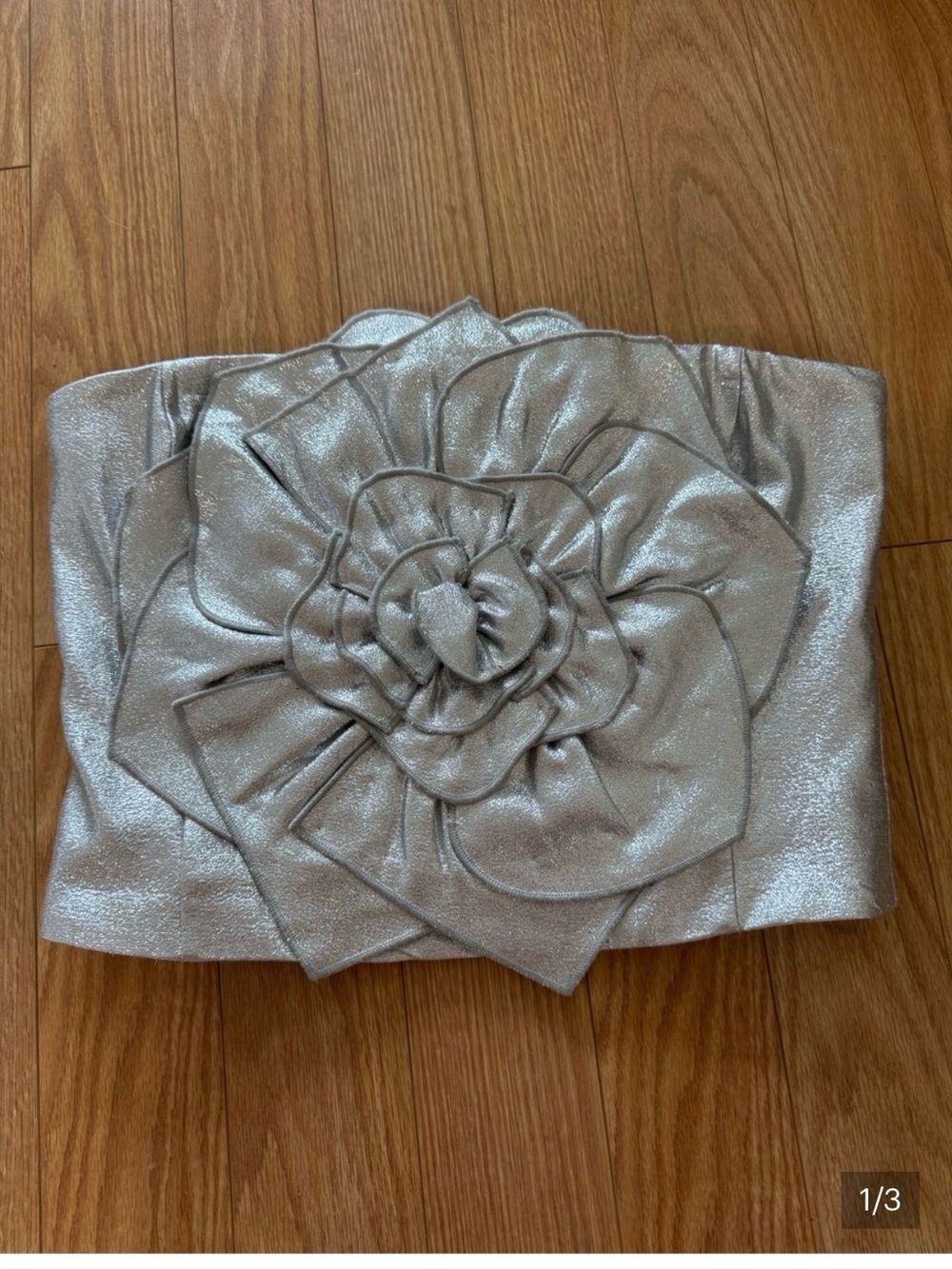 Brand New - Marchesa Muse Silver Floral Appliqué Strapless Bustier